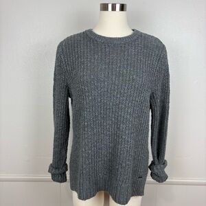 Abercrombie‎ & Fitch Chunky Gray Pullover Sweater Size L Fisherman Grunge Knit
